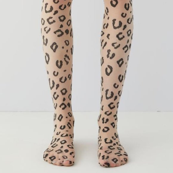 URBAN OUTFITTERS Leopard Print Sheer Nude Tights - Picture 2 of 2